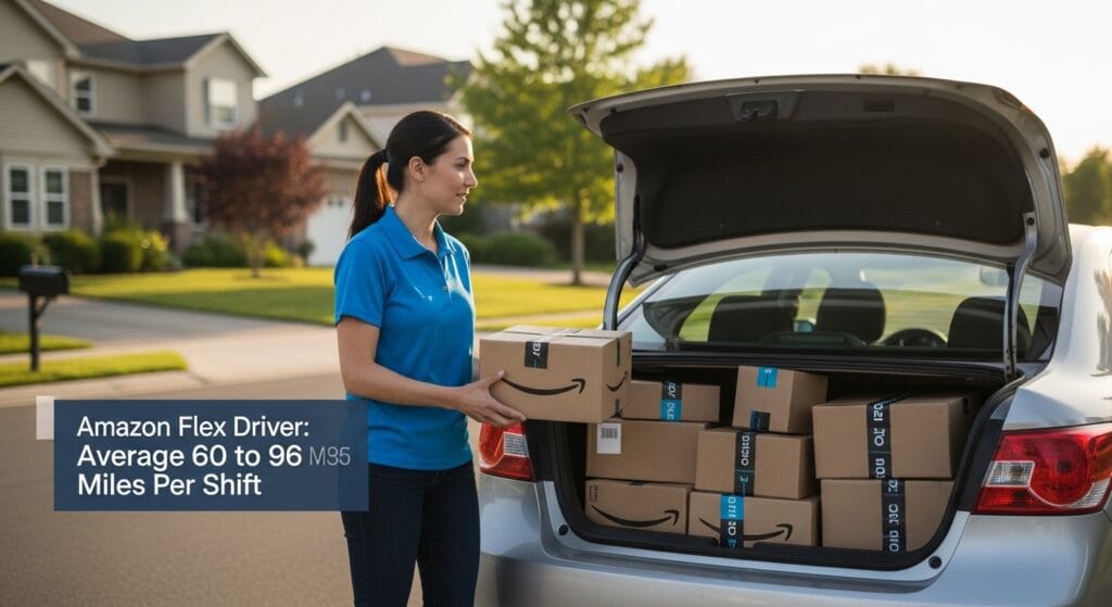 Amazon Flex driver average 60 to 96 miles per shift