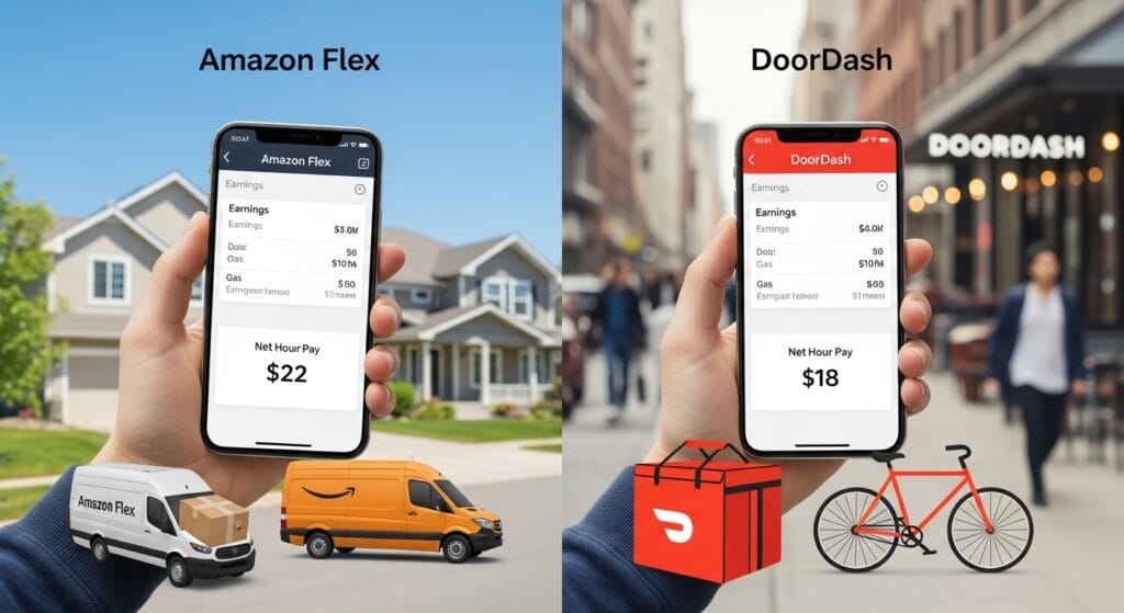 Amazon Flex vs DoorDash real hourly net pay