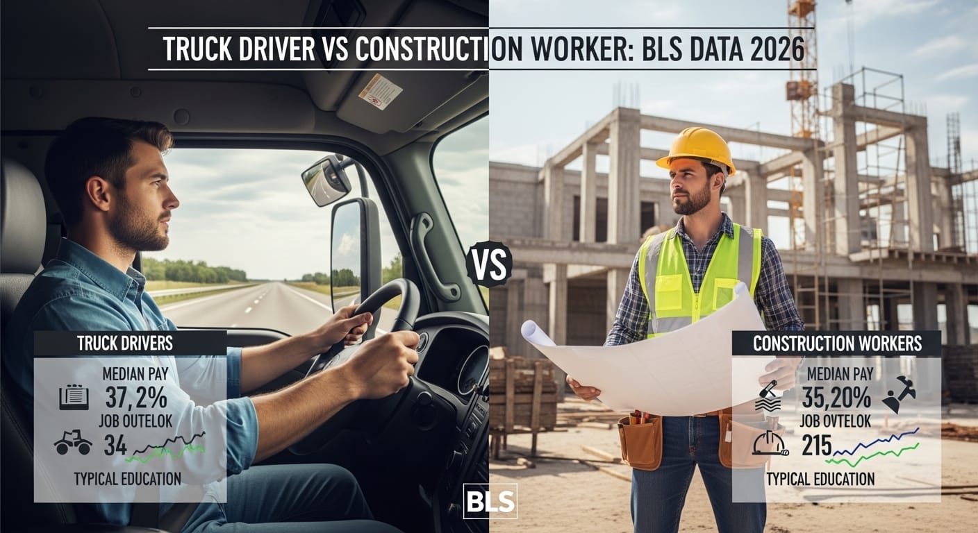 Truck Driver vs Construction Worker BLS Data 2026 "Truck Driver vs Construction"